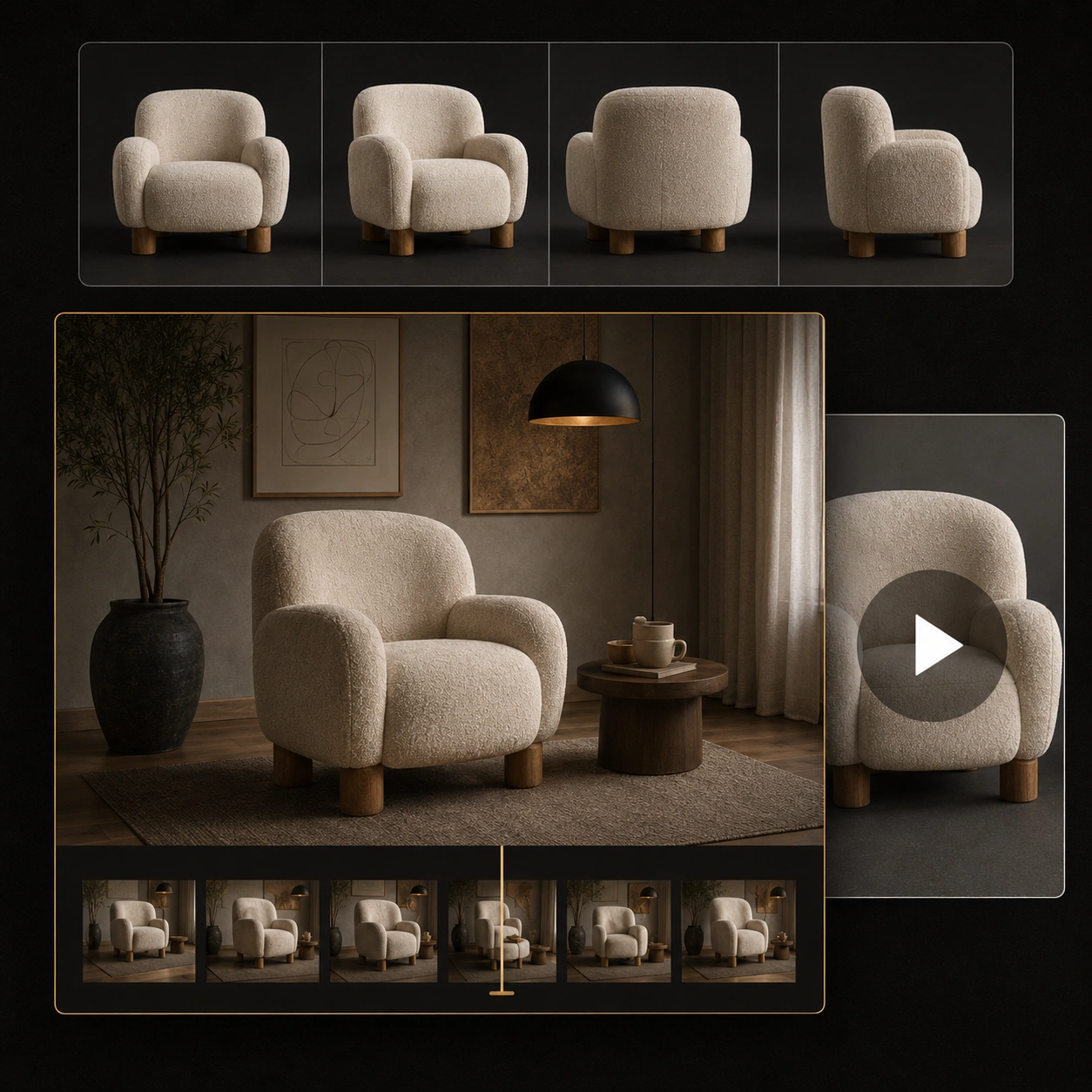 A product placed in a finished interior scene