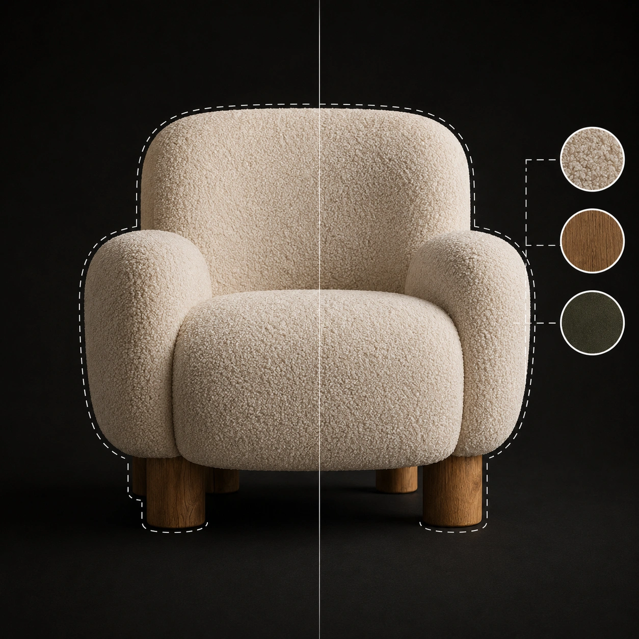 Controlled editing of an armchair’s materials and form